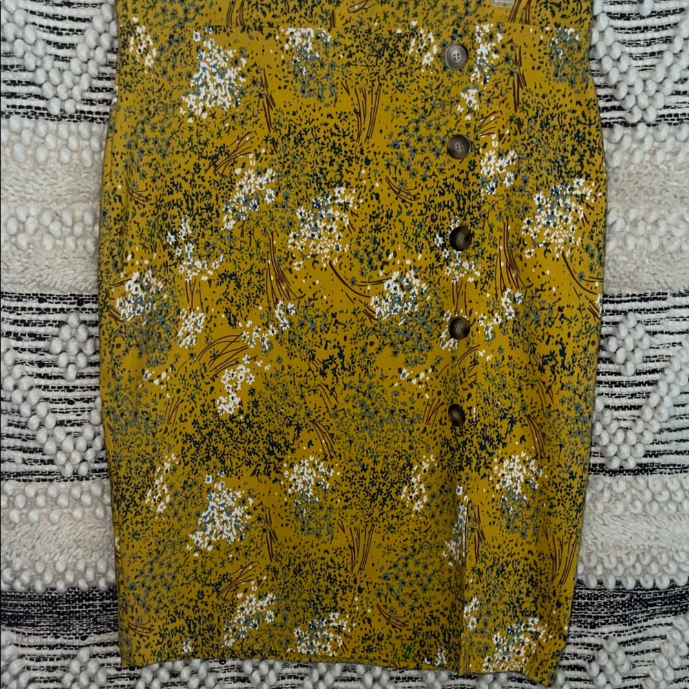 Jules & Leopold Yellow Floral Pencil Skirt